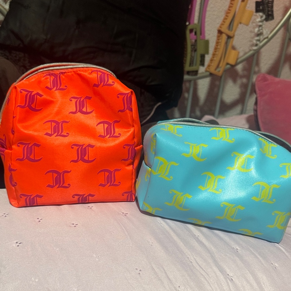 Juicy Couture Orange and Blue Makeup Bags